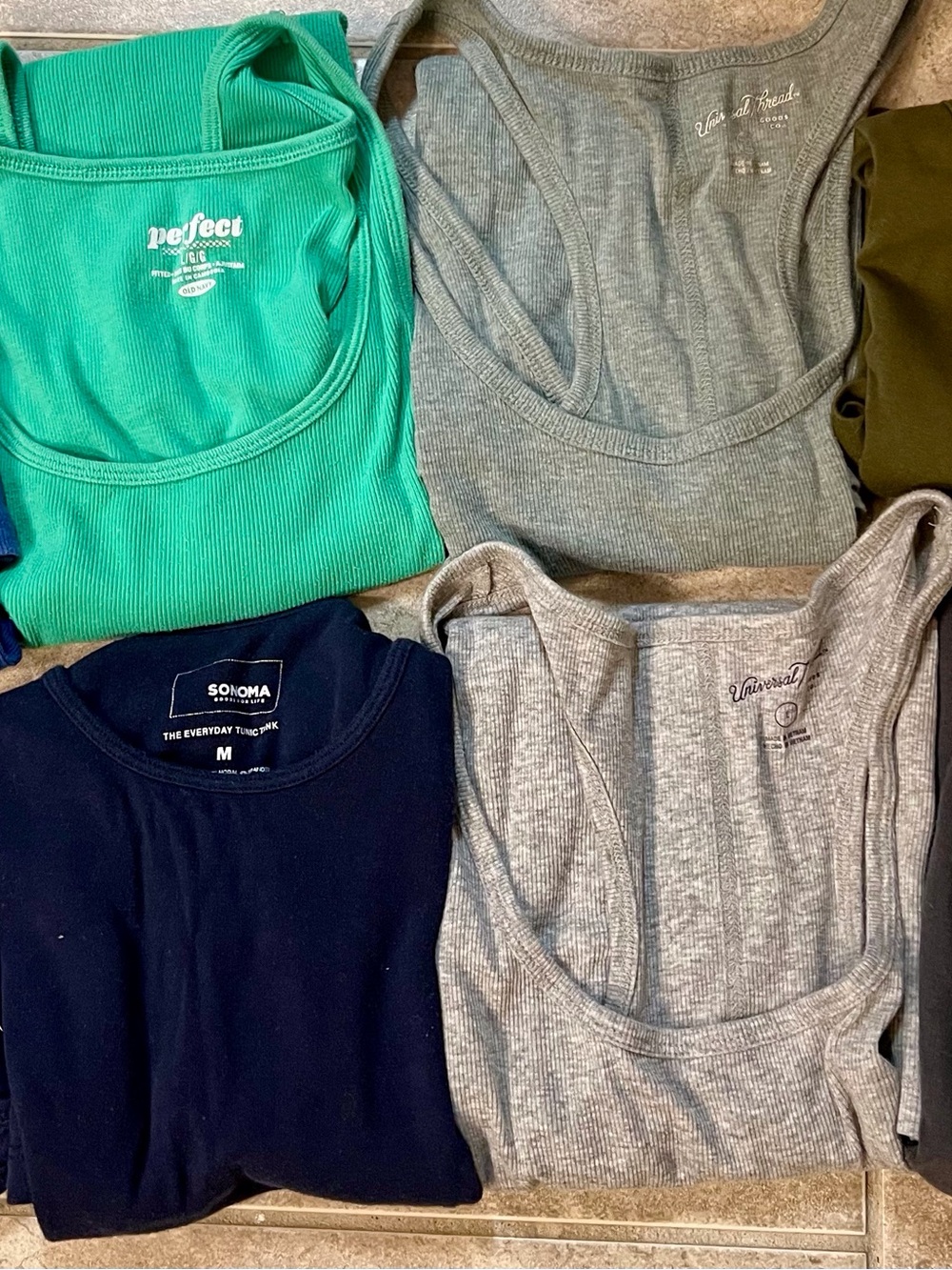 Mossimo, Universal Thread Tank bundle in Blue shades, Grey, Olive, bright Green